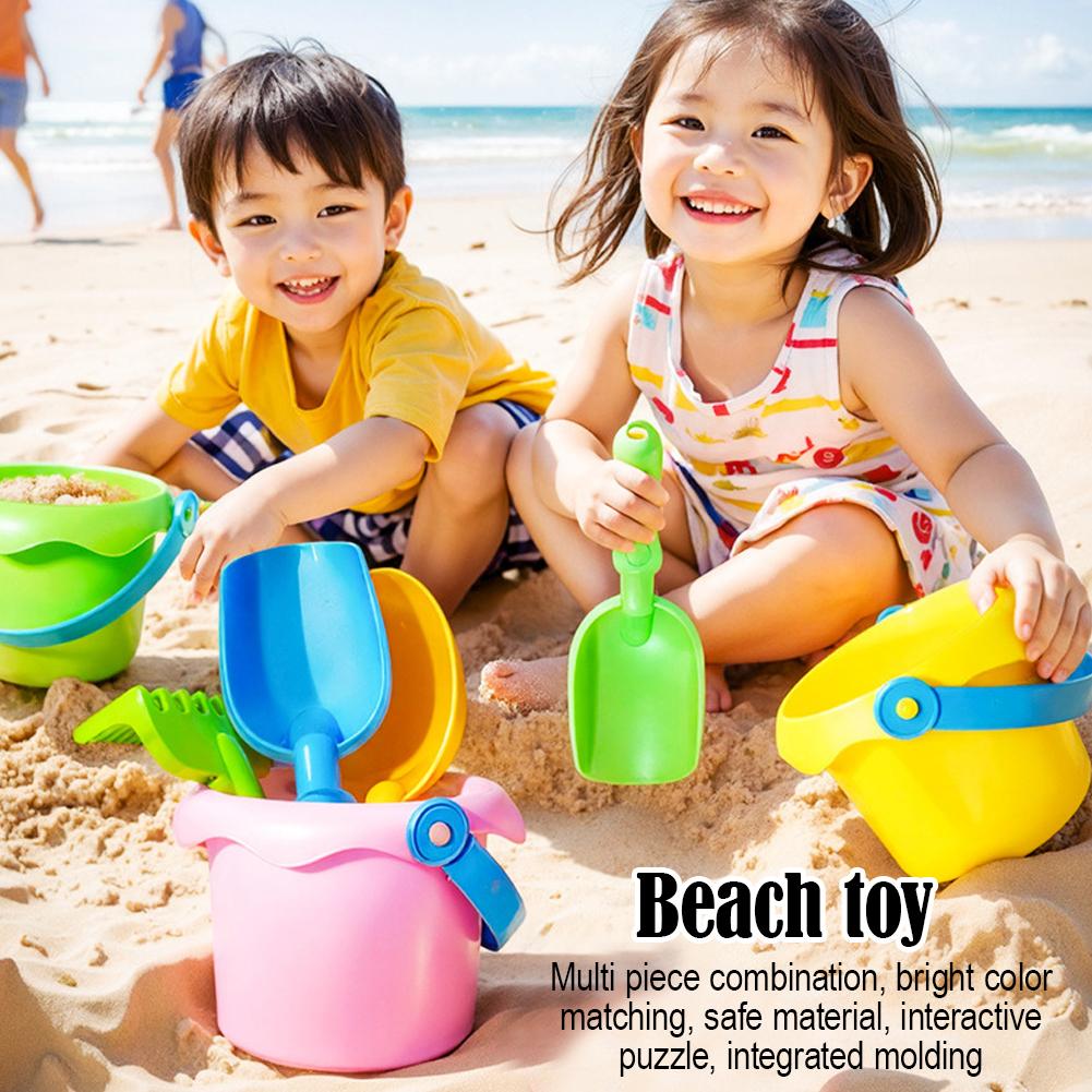 4Piece Kids Beach Sand Toy Set Water And Sand Shovel Beach Bucket Soft Rubber Summer Children Playing With Sand Toys