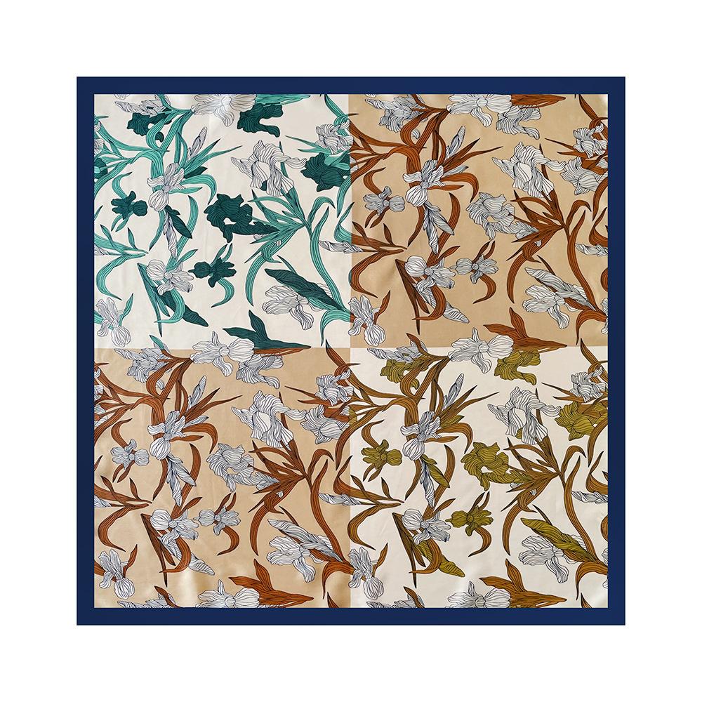 90cm Satin Printed Headscarf, Classic Floral Large Scarf, Women’s Shawl