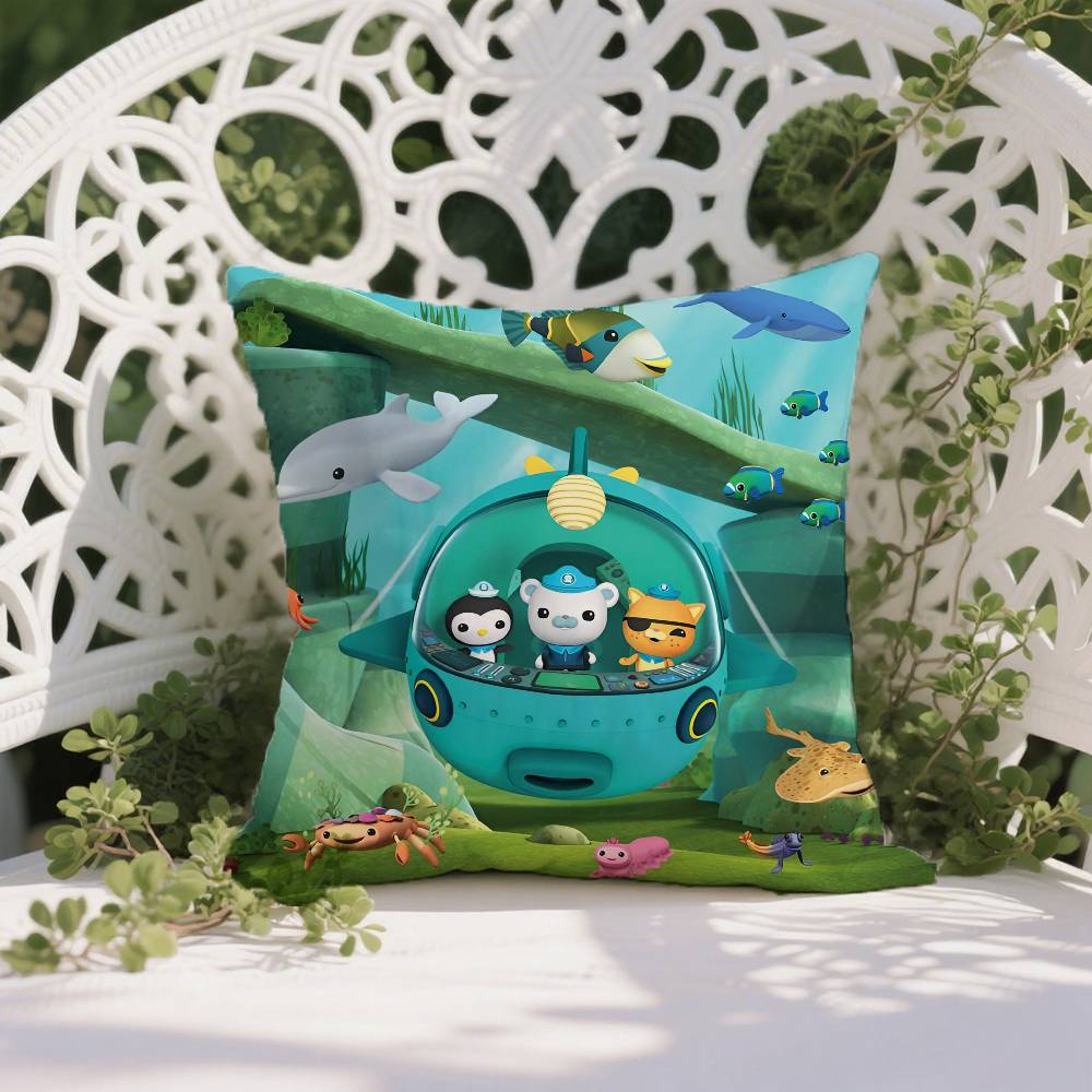 Мультяшная Анимация Милый Октонавты Наволочка Защита от пылевых клещей Наволочка Невидимая молния Шелковистый Короткий плюш Чехол на подушку для дивана 12x12Inch