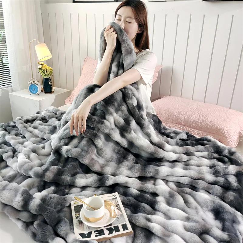 Tuscan Autumn Winter Warmth Blanket Thickened Keep Warm Flannel Sofa Blankets Soft Comfortable Bubble Fleece Nap Shawl Blanket