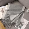 Autumn and winter 100wool wool scarf women's double-sided two-color striped scarf high-end fringed shawl scarf