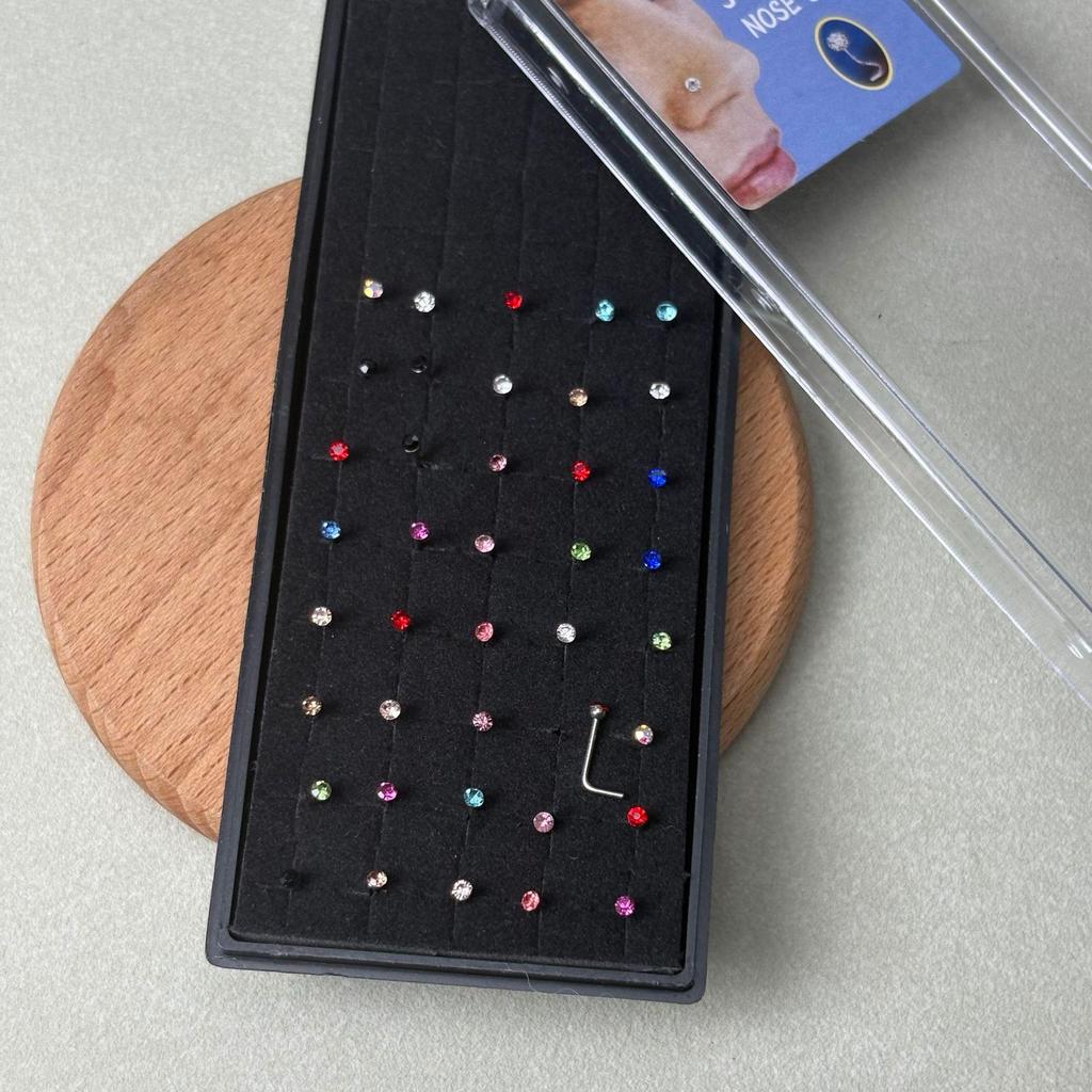40 Stainless Steel Nose Rings & Studs (C-Shape & L-Shape) Body Piercing Jewelry