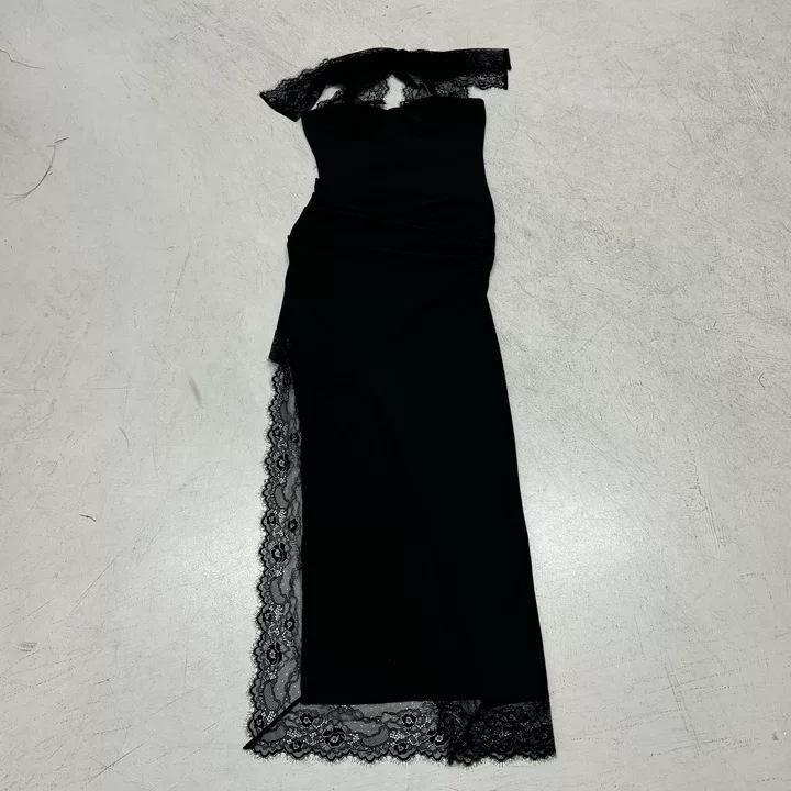 Y2K Spice Girl Temperament Elegant Slim Lace Splicing Split Evening Dress Long Dress Two Wear Neck Halter Dress