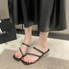Women Sandals Ladies Square Heels Elegant Summer Slippers Outside Cross Tied Leather Female Slides Woman Sandals