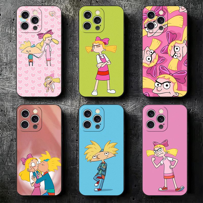 Cartoon Hey Arnold Helga Soft Phone Case for iPhone 16 16E 17 Air 15 Pro Max 14 Plus 13 Mini 11 12 7 Black Cover Back Shell