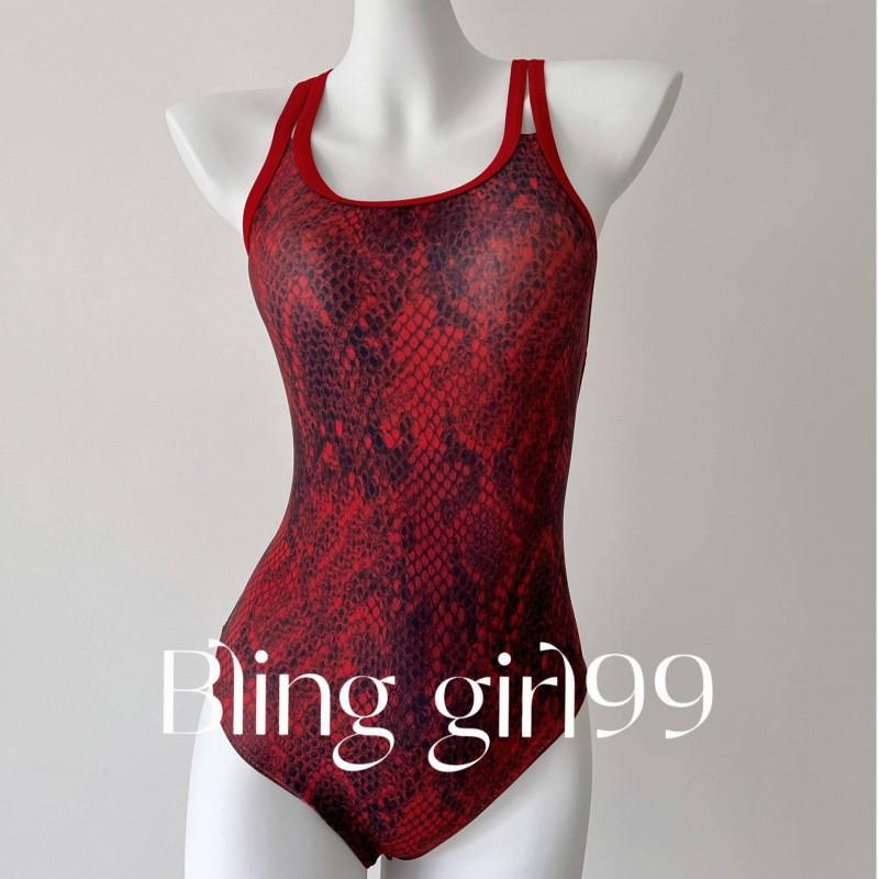 

Red Snake Gradient Radium Flash Slimming Racing One-piece Swimsuit Women s Professional Training Competition Large Size L