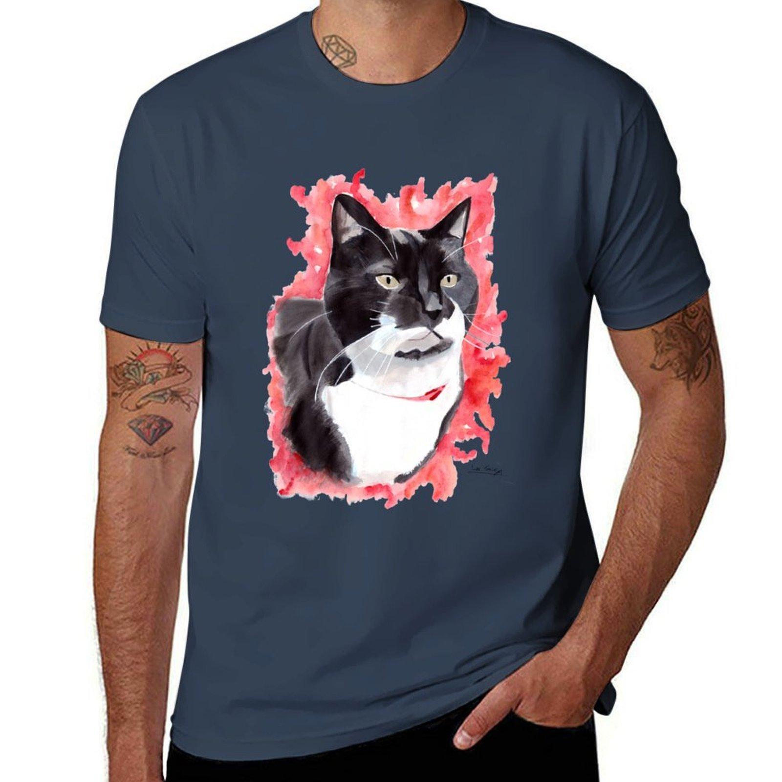 Black And White Cat Tshirt Sport Basic Moisture Wicking Tee S