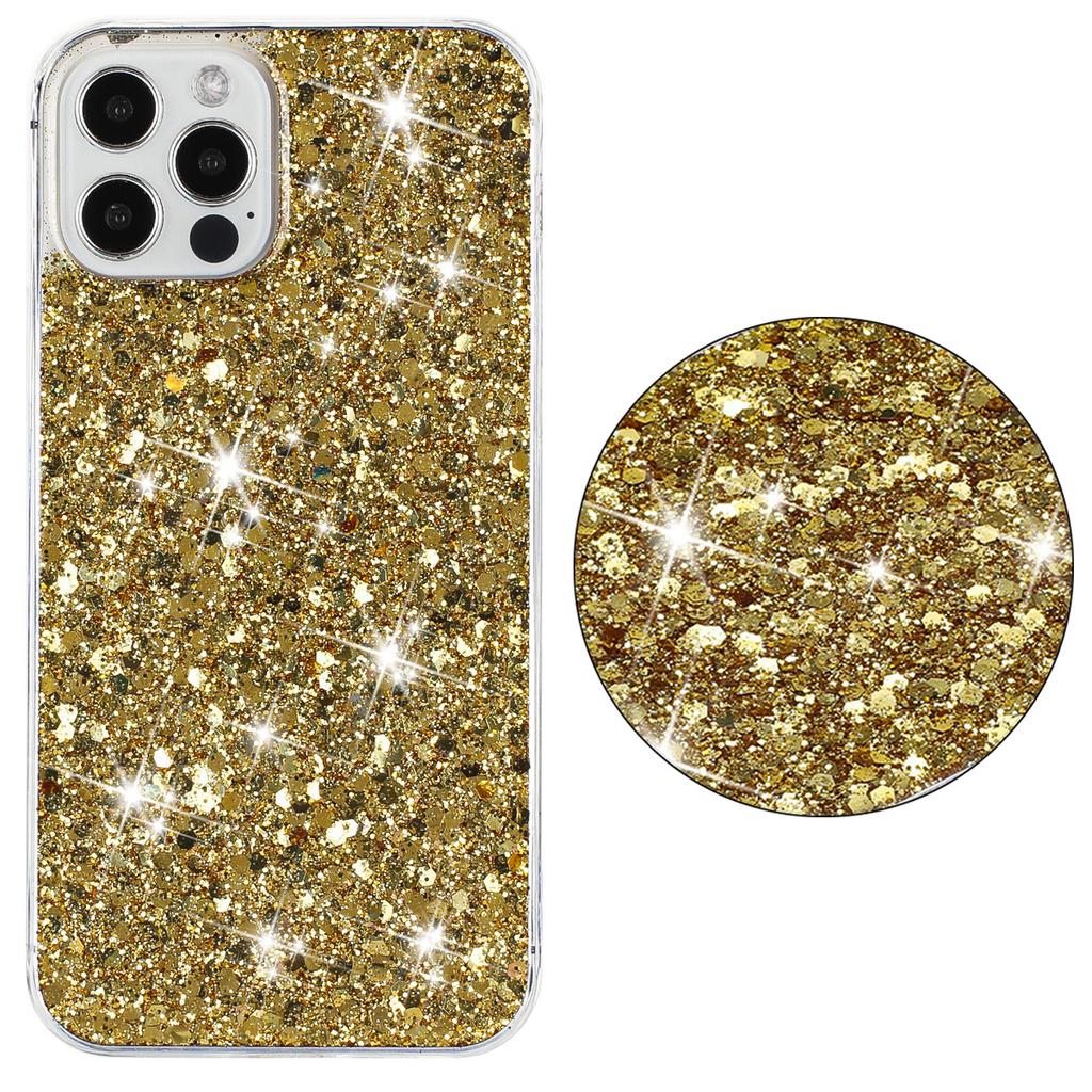 For iPhone 16 Pro Max Case TPU Drop Protection Epoxy Glittery Sequins Phone Cover