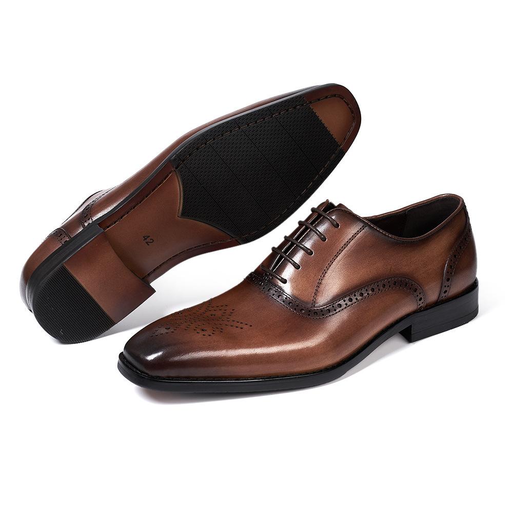 Leather shoes men's business high-end, classic Oxford shoes first layer cowhide breathable formal wear office wedding banquet gentleman's shoes