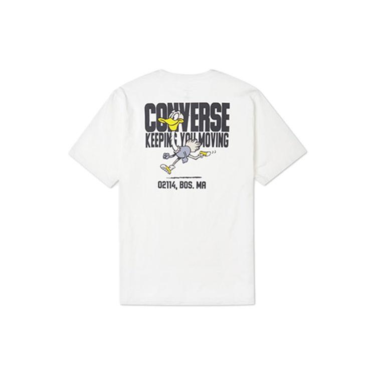 Converse Alphabet Cartoon Printing Sports Short Sleeve White Men s 10021124-A02 XL