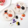 WTEMPO 4PCS 7.6*7.6*1.1CM Round Halloween Pumpkin Ghost Pattern Design Silicone Molds DIY Epoxy Resin Molds Halloween-themed Handicraft Making Molds