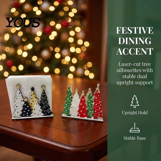 Weihnachts-Tischdeko Baum Serviettenhalter für Tische, Rustikaler Holz-Cocktail-Servietten-Spender im Farmhouse-Stil, Stehend für Küchentheke, Esstisch