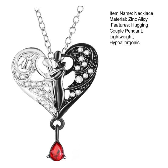 Svartvit Ängel Kramande Halsband Hypoallergent Män Kvinnor Omfamning Par Hänge Halsband Smycken Tillbehör Födelsedag Jubileum Gåva