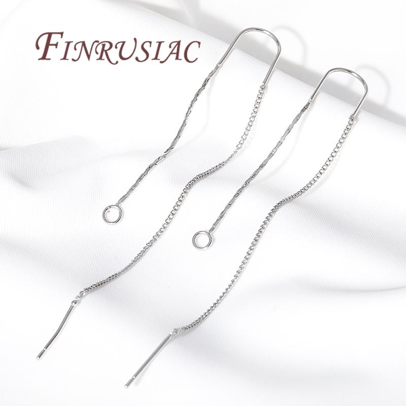 Accessories For Earrings 18K Gold Plated Long Tassel Earwires Brass Thin Chain Ear Wire For Earring Making,DIY Jewelry Findings