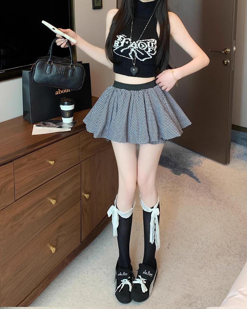 Women's High-Waisted Pleated Ballet Skirt – Slimming A-Line, Anti-Exposure, Fluffy Short Style for Summer