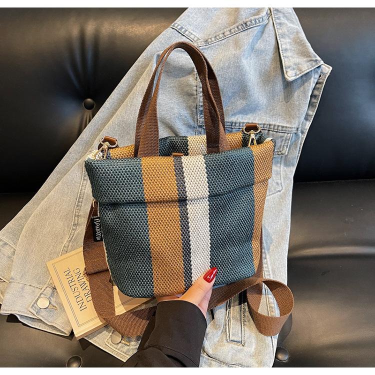 

Сумка под мышкой женская 2025 новая модная полосатая холщовая сумка портативная сумка-тоут трендовая на плечо сумка-мессенджер