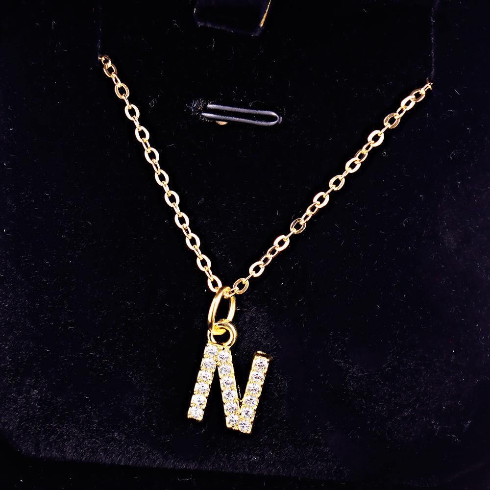 Kpop Shining A-Z Letter Pendant Charm Necklace 26 Initial Alphabet Name Golden Clavicle Chain Party Valentine's Day Jewelry Gift