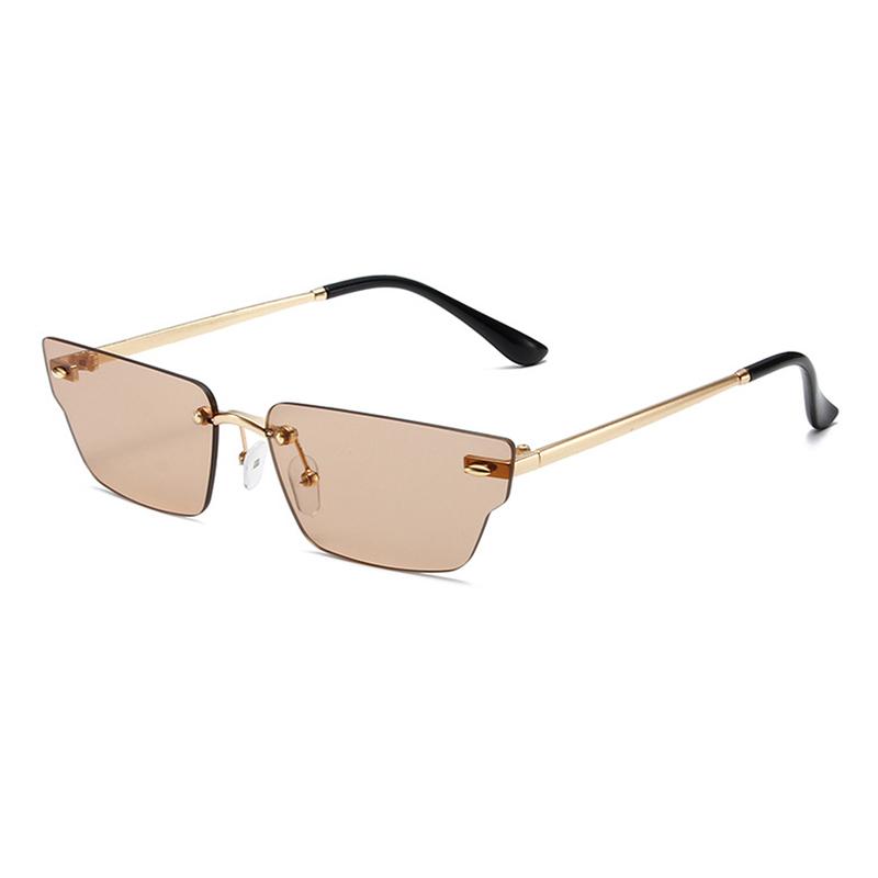 Rimless Sunglasses Women Fashion Irregular Gradient Casual Shades Trendy Luxury Brand Design Outdoor Decor Sun Glasses