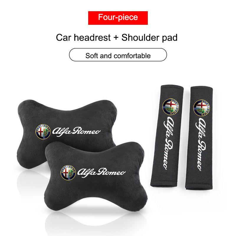 Fashion Car Seats Neck Pillow Headrest Shoulder Pad Accessories For Alfa Romeo Giulietta Mito Giulia Stelvio Brera 147 156 159