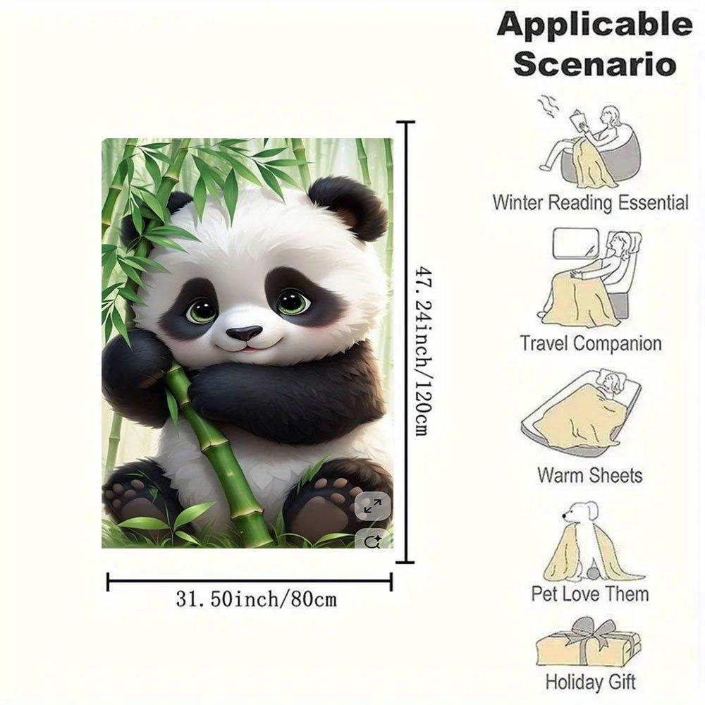 Cute Panda Bamboo Wall Sticker Decal for Kids Room DecorBlanket Flannel Throw Blanket for Sofa, Bed, Travel, Camping, Office, Couch, Chair,