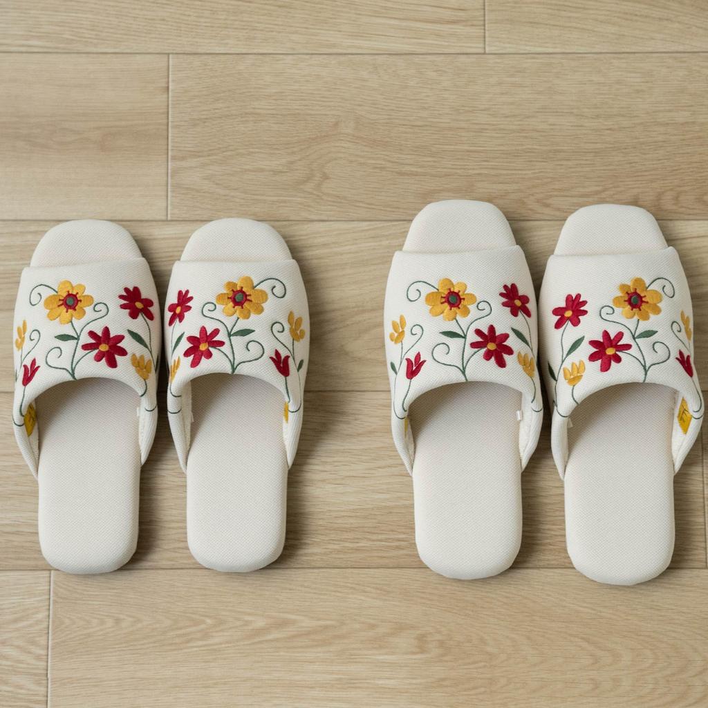Sybilla Senko Flower Garden 2 Size M 47123 Slippers, (approx. 22-24cm), Beige,