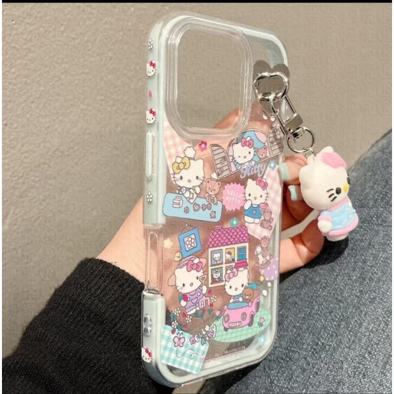 Side Cartoon Illustration KT Doll Suitable for Apple 16promax Mobile Phone Case 15pro New Style 14 Women 13 12