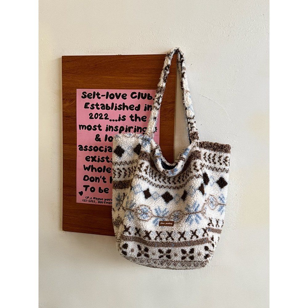 

Tote Bag - Double-sided, Large-capacity, Hand-held, Shoulder Bag, with A Relaxed and Plush Appearance синій