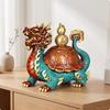 Dragon Turtle Ornament with Gourd Chinese Style Sculpture Indoor for Living Room