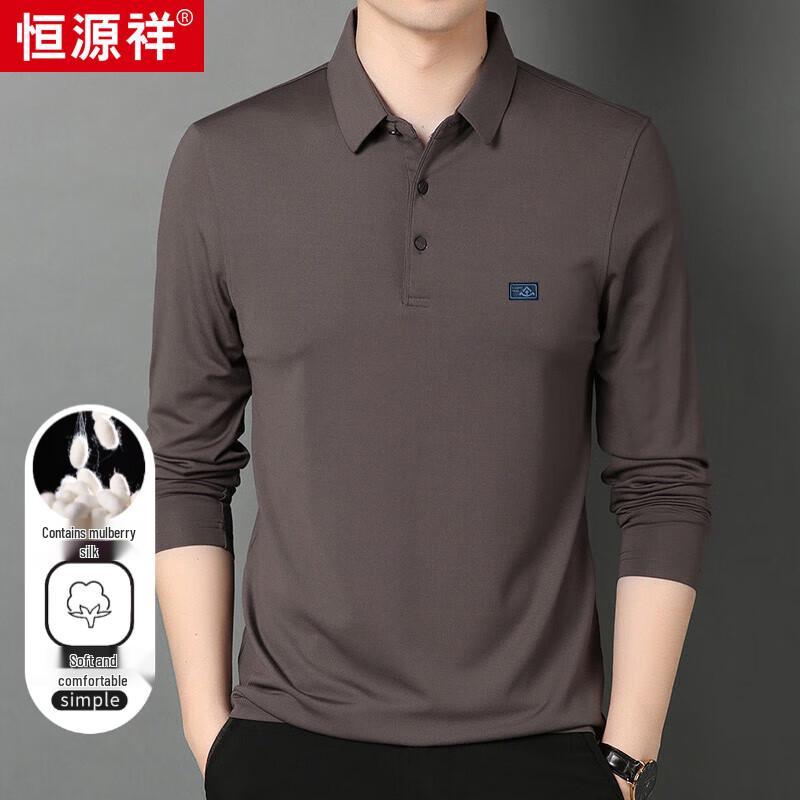 Hengyuanxiang Herren Langarm-Poloshirt aus Seidenmischung