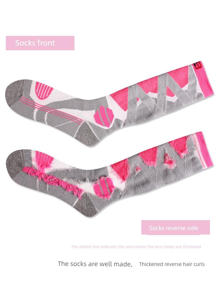 Winter Professional Ski Socks, Thickeneded, Warm, Non-Slip, Long Socks, Outdoor Mountaineering Sports Socks, Compression Calf Socks for Women