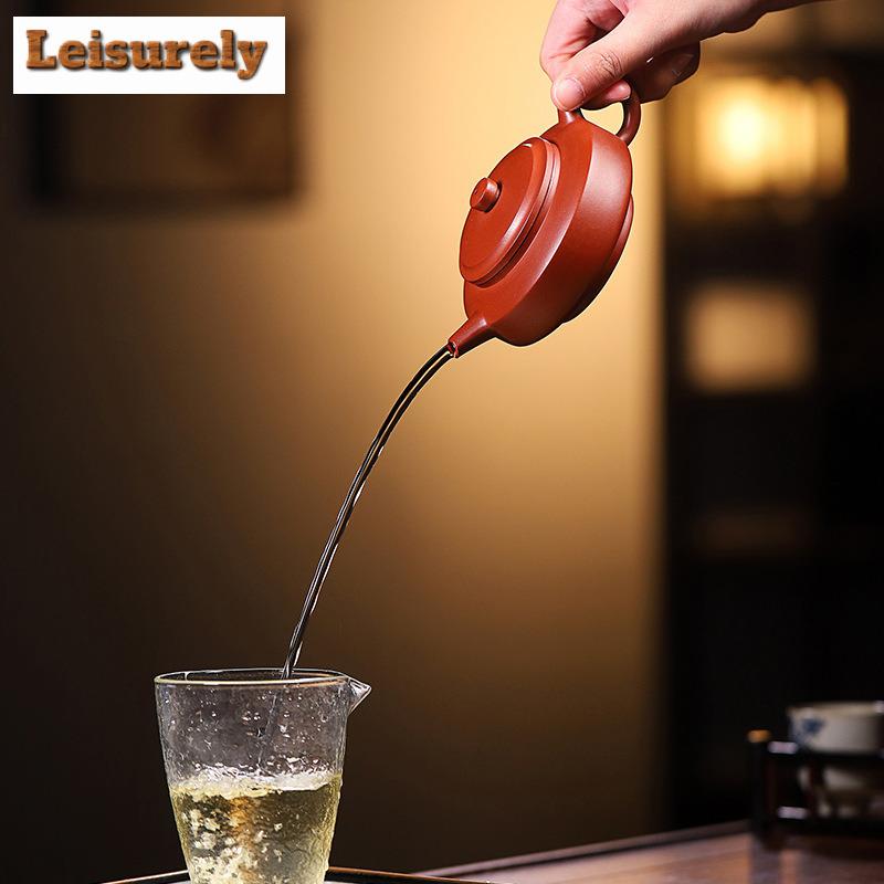 190ml Elegant Yixing Purple Clay Teapots Handmade Circle Pot Raw Ore Dahongpao Mud Kettle With Filter Chinese Zisha Tea Set Gift