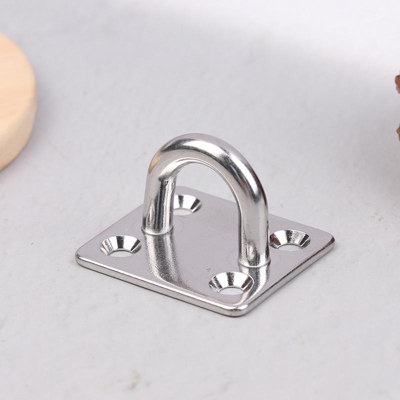2Pcs Universal Square Eye Plate With Round Ring Stainless Steel Ship Bolt Seat Fixing Buckle Marine Sunshade Sail Accessories