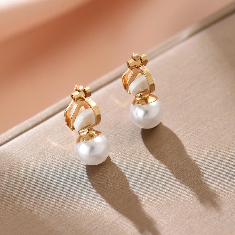 New product simple personality geometric painless pearl ear clips alloy earrings earrings earless accessories золотой