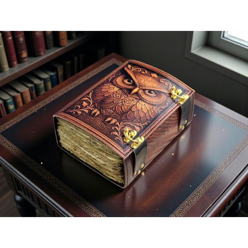 Owl Leather Grimoire | Witchcraft Spell Book, Handmade