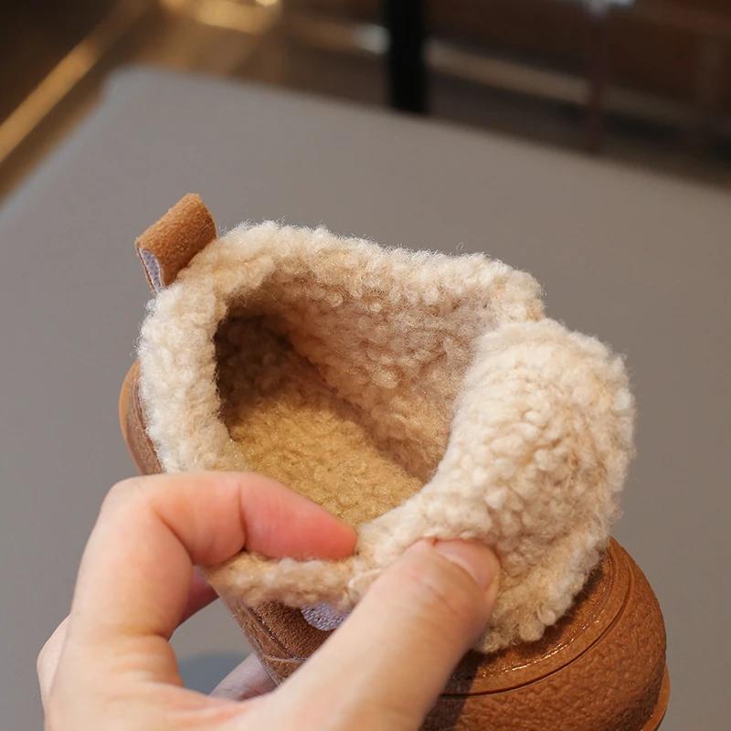 Children Plush Warm Shoes Girl Winter Fashion Korean Style Soft Thick Sole Anti-slippery Versatile Chic Casual Shoe