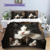 Cow Cat Pattern Bedding Home Decoration Birthday Gift (1 * duvet cover + 2 * pillowcase, without core)