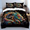 Colorful Dragon Artwork Decor Set Soft Comfortable Duvet Cover Bedding Set Included 1*Duvet Cover & 2*Pillowcases, Gift