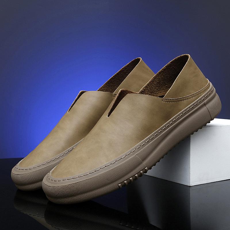 

Мужская обувь из натуральной кожи, модные мокасины для активного отдыха на резиновой подошве, мужские мягкие повседневные лоферы 44 хаки