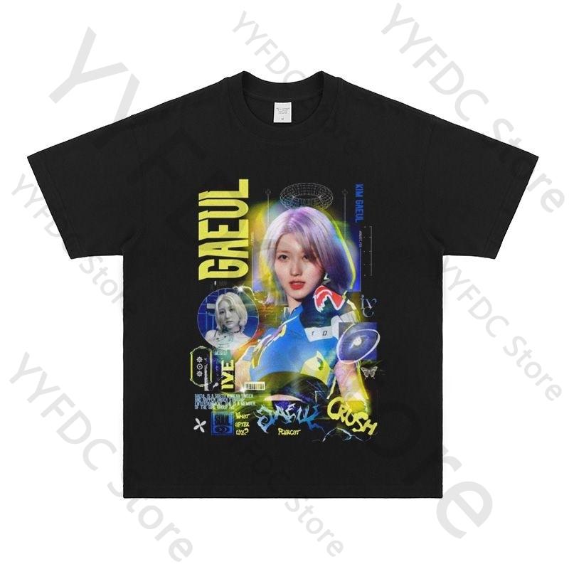New GAEUL T Shirt Streetwear Retro Trend Y2K Tshirt Women Unisex Summer Cotton Short Sleeve Tee Tops Kpop Fashion Fans Clothes
