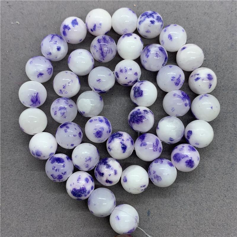 Naturstein Edelstein Schwarz Gelb Grün Weiß Pulver Persische Jade Kugel Lose Perlen 6/8/10mm DIY Armband Zubehör