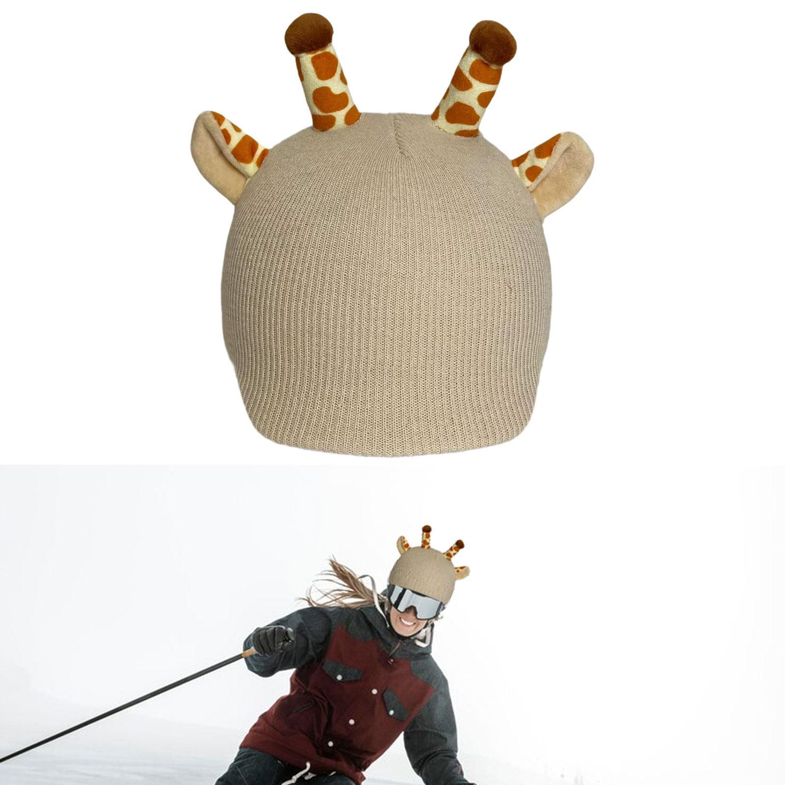 Giraffe Snow Ski Helmet Cover Knitted Cap Versatile Portable Birthday Gift Reliable Soft Decorative Casual Ski Helmet Decoration бежевый
