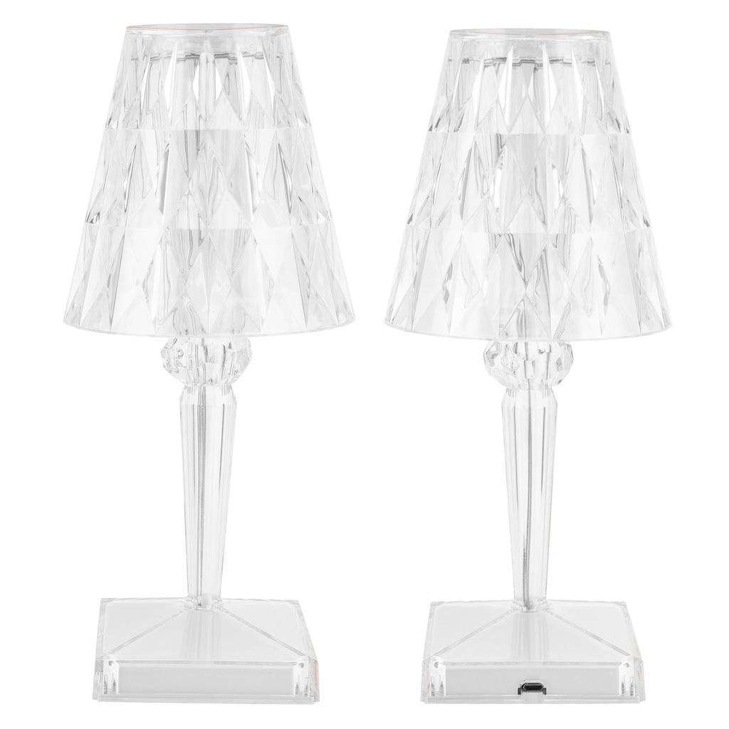 LED Crystal Table Light Transparent Prism Dimmable Desk Lamp USB Charging Bedside Decor