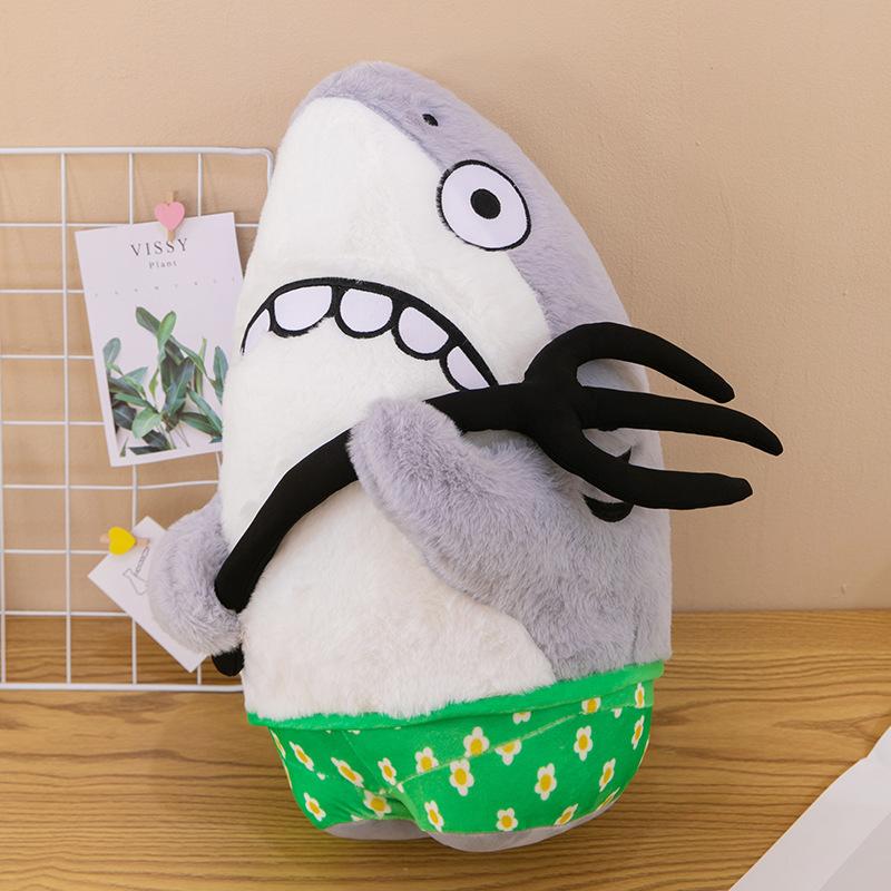 Cute Shark Fork Plush Toy Doll Scratching Machine Student Gift Girl Ins Doll Shark Sleeping Pillow