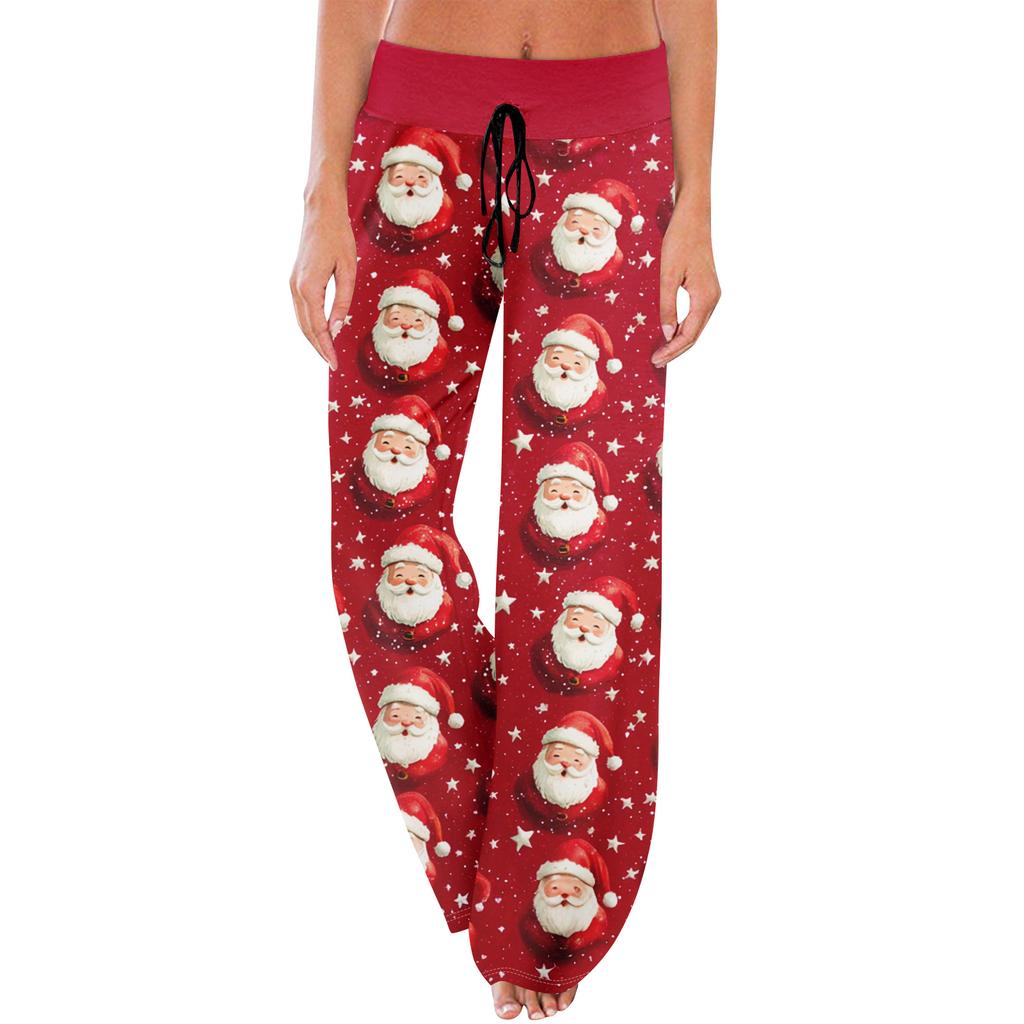Pajama Pants Sleepwear Casual Drawstring Elastic Waist Pants Comfy Straight Yoga Loose Trousers