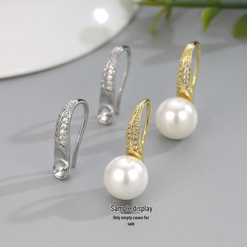 18K Gold Plated Micro-set Zircon High Heel Pearl Earrings - DIY Semi-Finished Mounts
