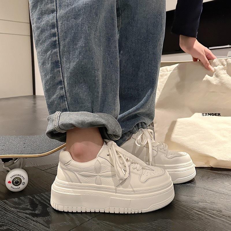 Platform White Shoes Women's 2024 New Spring and Summer Niche Shoes Korean Version of Casual Height-increasing Sports Board Shoes Women