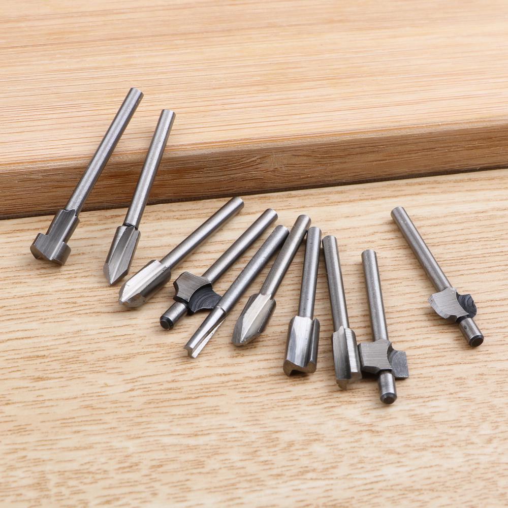 Convient pour Dremel Ensemble Rotatif Machine à Découper Électrique 10pcs 1/8" Fraise à Bois Polissage Fraise Machine à Graver