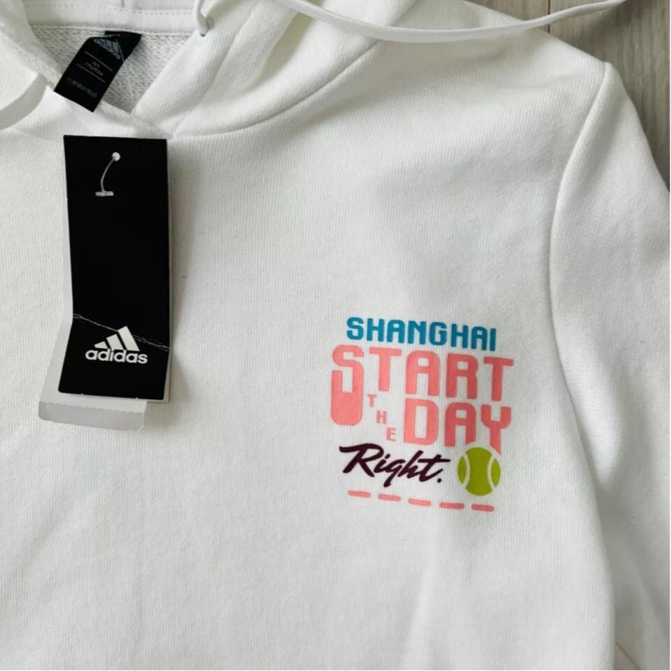 Adidas Letter Print Sports Casual Hoodie Women Hoodies White H31260