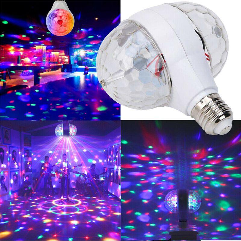 E27 Doubleheaded 6w Led Ball Stage Rgb Light Bulb Rotating Lamp Ktv Party Disco