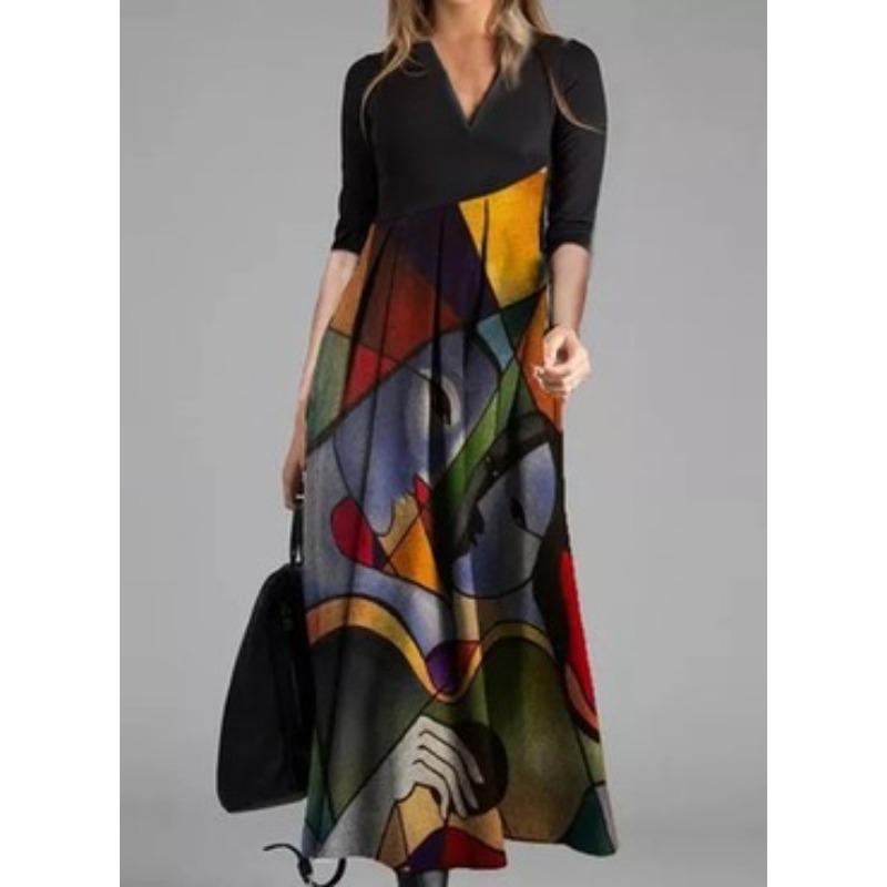 Temperament Commuting Printed Cotton Long Skirt